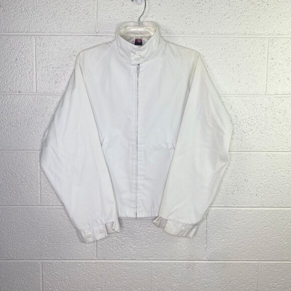 Vintage John Blair Sportswear White Zip Jacket M Lightweight Casual Wear - Picture 1 of 12